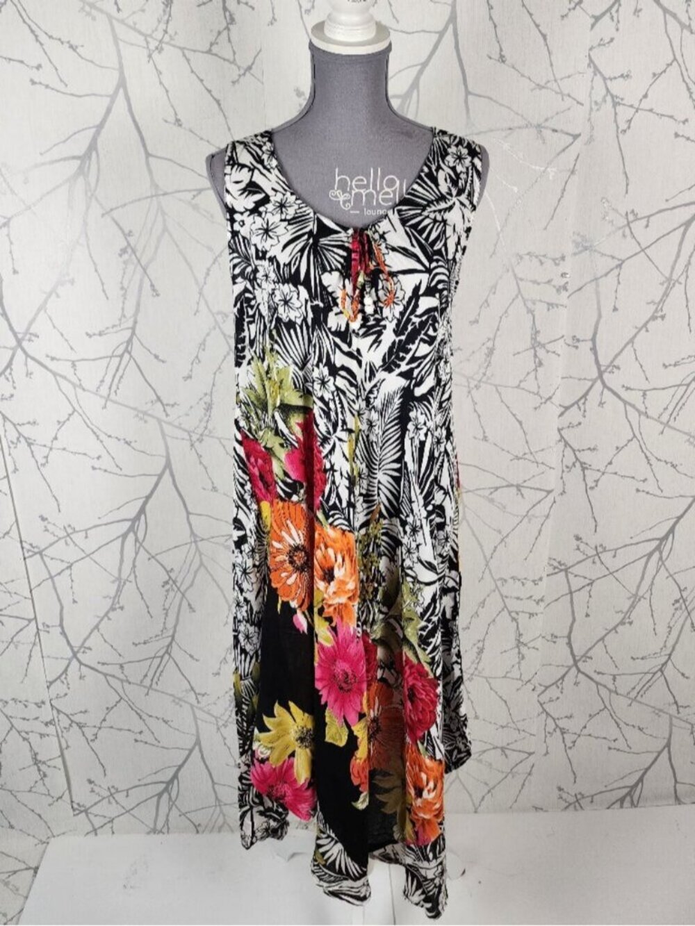 Tropical Floral Colorful Pop Flowy Midi Dress
